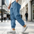 thumbnail image 6 of Men Casual Linen Jogger Pants Relaxed Fit Trousers Elastic Waist Drawstring Loungewear Sweatpants with Cuffed Ankles, L, 6 of 7