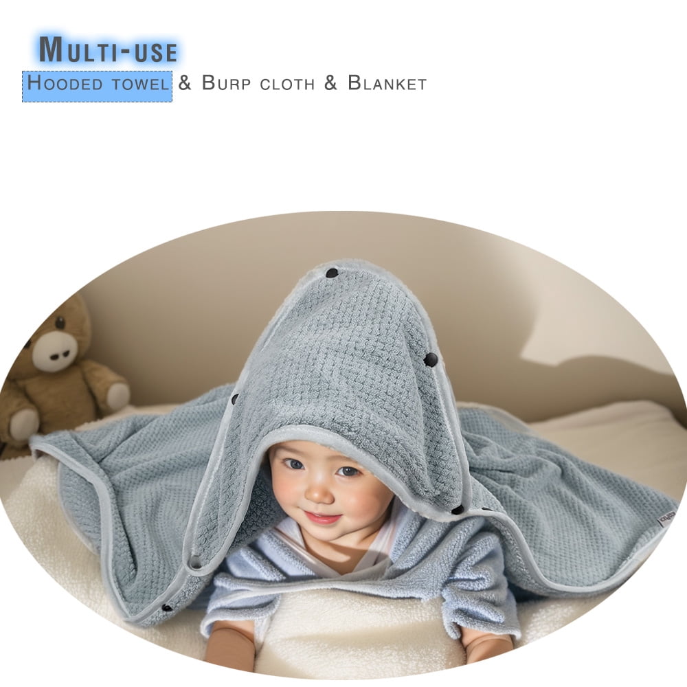 3 in 1 Baby hooded towel, removable hood, Children's Bath Towel Gray and blue 2 pack