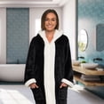 thumbnail image 2 of Silver Lilly Womens Zippered Sherpa Trim Fleece Robe with Hood - Warm Plush Luxury Bathrobe (Black, XX-Large), 2 of 6
