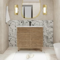 36" Freestanding Wood Bathroom Vanity with Ceramic Sink Top, Faucet