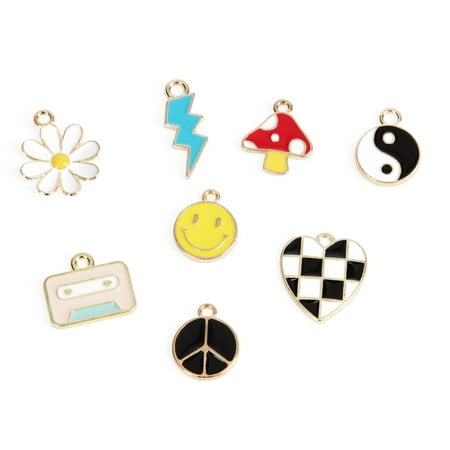 Cousin DIY Enameled Gold Metal Y2K Charms, 8 Piece, Multicolor, Unisex, Adult, Model 69995797