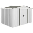 thumbnail image 3 of Outsunny 9' x 6' Metal Storage Shed Organizer, Garden Tool House with 4 Vents and 2 Sliding Doors for Backyard, Patio, Garage, Lawn, Silver, 3 of 10