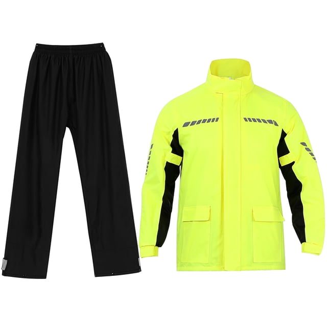 OULII Ensemble 1 Jaune Imperméable Réfléchissant pour Moto Veste et Pantalon avec Couvre-Chaussures de Protection