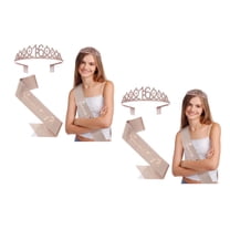 Hemoton 2pcs 16th Birthday Crown And Sash - Beautiful Rhinestone Headband And Birthday Sash For Girls, Perfect Birthday Accessories For Women, Pink Birthday Decorations