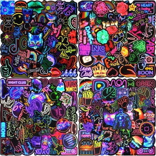 100Pcs Neon Stickers Decal, Waterproof Vinyl Stickers Pack for Bumper,  Laptop, Skateboard, Water Bottle, Luggage, Phone, Graffiti Stickers for  Adults