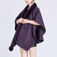 thumbnail image 4 of Cape Châle Tricotée Couleur Unie, Col Faux Élégant pour Femmes, 4 of 6