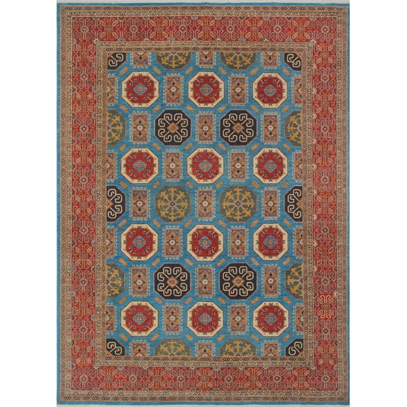 Aria Zazai Blue/Rust Rug, 9'0" x 12'1"