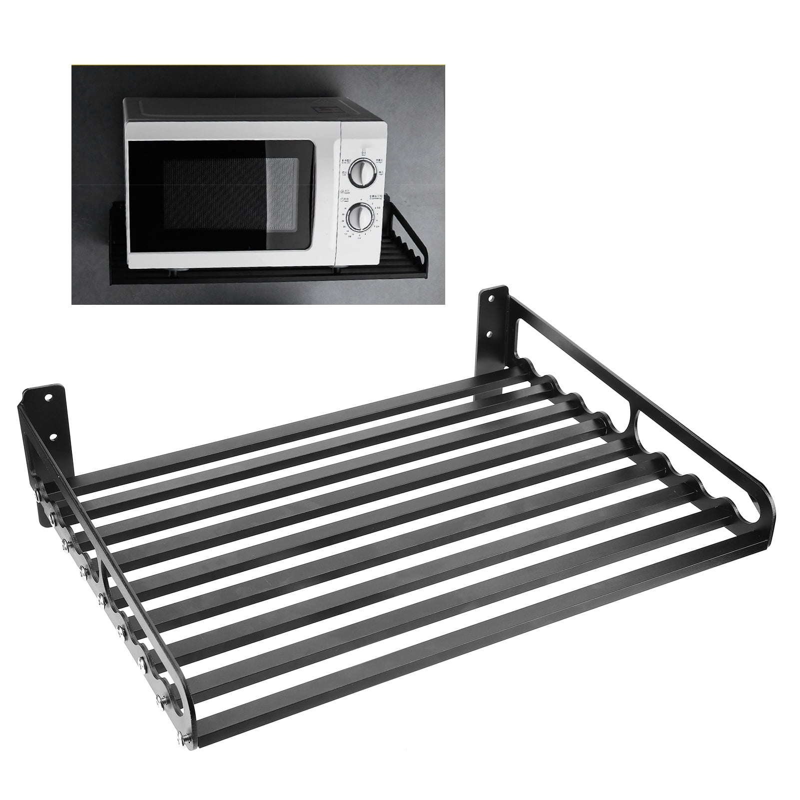 2 PCS Microwave Oven Bracket Foldable Stretch Wall Mount Rack Shelf Sturdy Stand 