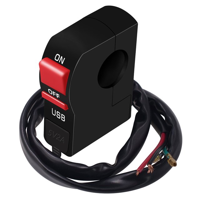 Interruptor De Faro De Motocicleta 12V Con Luz Indicadora Interruptor Fijo De Grifo Modificado De Carga Usb Individual Vogacara VI006693-00