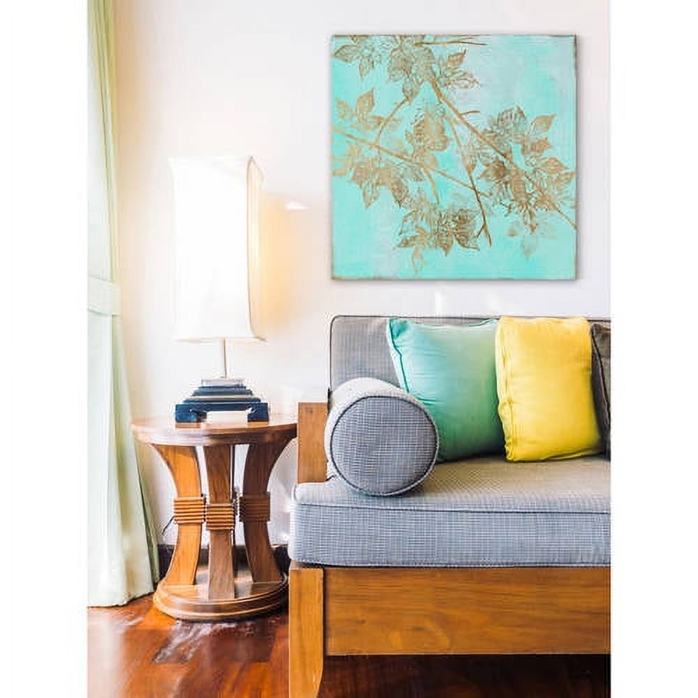Marmont Hill "Aqua & Gold Maple I" Painting Print on Wrapped Canvas