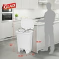 thumbnail image 2 of Glad Kitchen Trash Can with Lid, Foot Pedal and Garbage Bag Rings, 20 Gal, White, 2 of 12