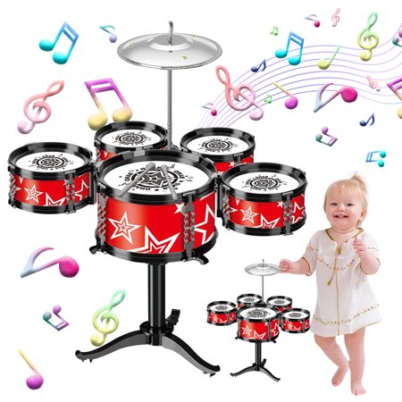 Kids Drum Set, Toddler Musical Instruments, Birthday Christmas Gifts Toys for 3 4 5 6 Year Old Boys Girls