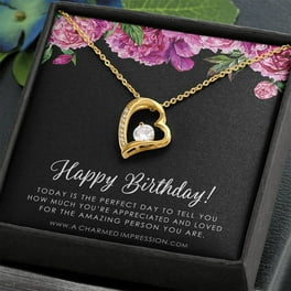 Anavia Happy Anniversary Gift Necklace,Wedding Anniversary Gift for Wife,Express Love Card Jewelry Gift-[Gold Cube, Blue-Orange Gift Card], Women's