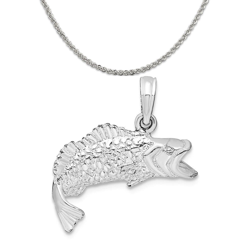 Sterling Silver Girls .8mm Box Chain 3D Swimming Fantail Fish Pendant Necklace