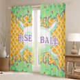 thumbnail image 2 of Erosebridal Mint & Purple Dripping Waffle Green Baseball & Bat Sketch Graphic Black Out Curtains, Baseball Graphic Curtains Pack of 2 (42x63 Each) for Boys And Girls Kids,Breathable Home Decor, 2 of 6