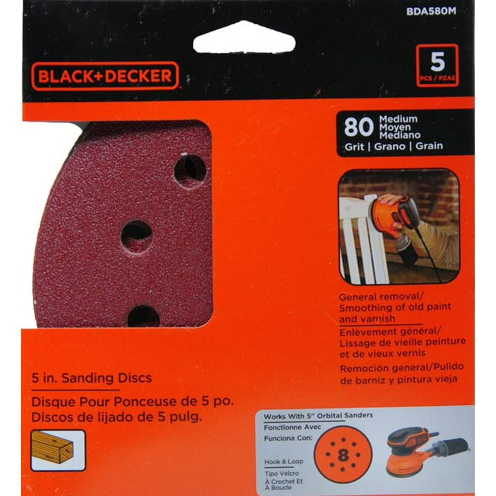 BLACK+DECKER 5Inch 8 Hole 80G Sanding Disc