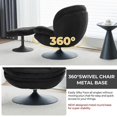 thumbnail image 6 of Othniel Black Velvet Swivel Accent Chair with Ottoman, Round Reading Chair Foot Stool Set, for Living Room, Bedroom, 6 of 9