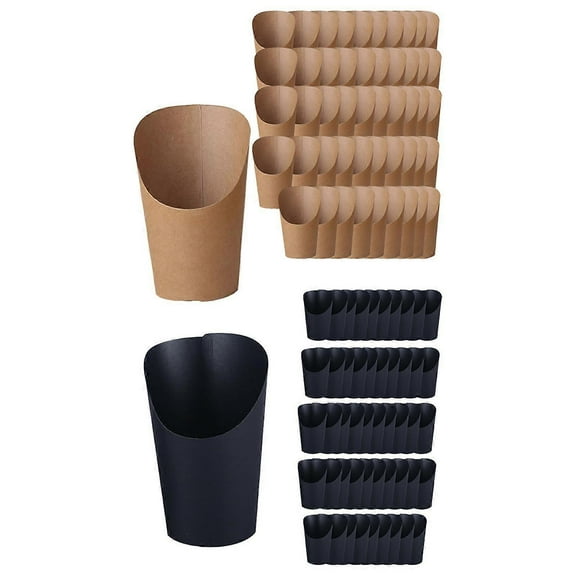 100 Pieces Fry Holder Kraft Paper Cups Holder Paper Cones for