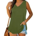 thumbnail image 4 of Sevevn Womens Tank V-Neck Basic Casual Flowy Summer Sleeveless T-Shirt Army Green XXL Summer Clearance, 4 of 7