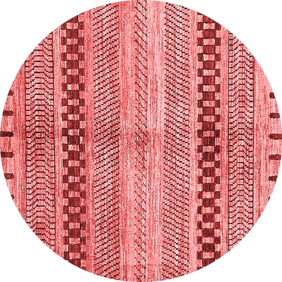 Ahgly Company Machine Washable Indoor Round Abstract Red Modern Area Rugs, 7' Round