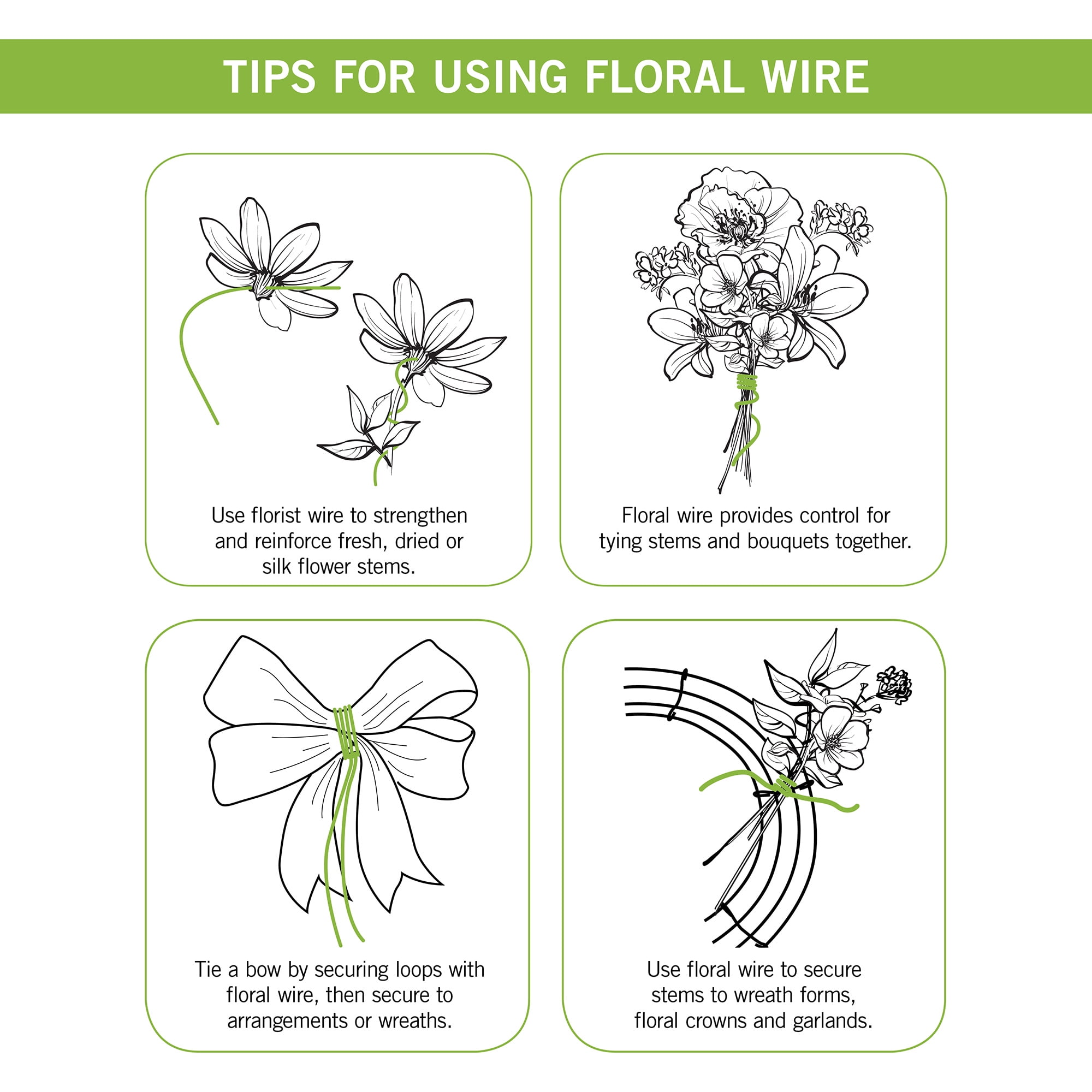 (4 pack) FloraCraft 26 Gauge Floral Wire, 270 feet, Bright Silver, Metal, 1 Piece