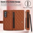 thumbnail image 4 of ELEHOLD for Samsung Galaxy Z Fold 6 Wallet Case,Luxury PU Leather Kickstand RFID Credit Card Slot Shockproof Protective Case with Wrist Crossbody Strap &  S Pen Holder for Galaxy Z Fold 6,Brown, 4 of 10