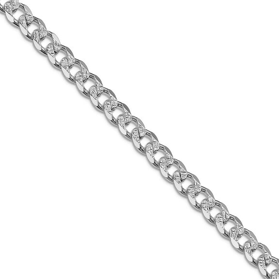 925 Sterling Silver Rhodium Plated 7mm Pave Curb Chain Necklace 20 Inch Chain Necklace for Women and Men
