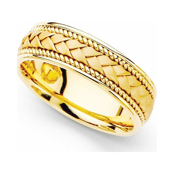 14k Yellow Gold Ladies 6-mm Hand-braided Comfort-fit Wedding Band