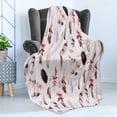 thumbnail image 4 of Bohemian Soft Flannel Fleece Throw Blanket, Fashion Illustration Feathers with Floral Details and Ribbons Vintage Style, Cozy Plush for Indoor and Outdoor Use, 50" x 60", Multicolor, by Ambesonne, 4 of 5