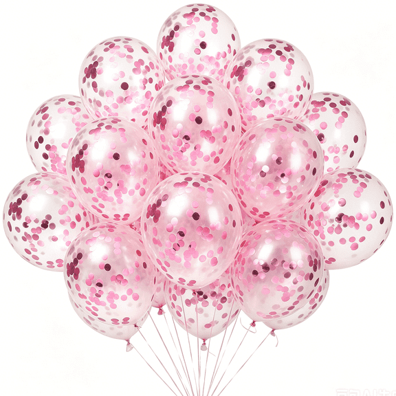 KIRIKOU Pack of 24 Pieces Confetti Balloons 12 Inch Latex Party Balloons for Party Decorations, Wedding, Engagement, Bridal, Birthday and Shower(Pink)