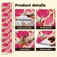 thumbnail image 5 of Boho Floral Peel and Stick Wallpaper 23.6in x 9.8ft Bold Floral Pink Red Lotus Flowers Beige Contact Paper Vinyl Waterproof Self Adhesive Wall Paper for Bedroom Shelf Cabinet Renter Friendly, 5 of 8