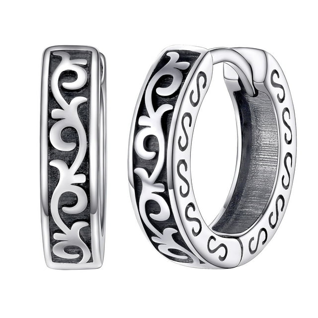 Pendiente de aro de nudo celta pequeño Silvora Pendientes Huggie de plata esterlina 925 para mujeres y hombres