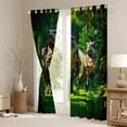 thumbnail image 3 of Erosebridal 3D Tyrannosaurus Rex Curtains Pack of 2 (42x84 Each) for Kids, Green Jungle Leaves Curtains Blackout, 3 of 6