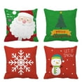 thumbnail image 1 of 4 Pcs Christmas Patterns Throw Pillow Covers Decorative Polyester Cushion Cases Pillow Protector for Home Sofa Bed Chair 18x18 Inch, 1 of 9