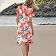 thumbnail image 3 of Mgmyaa Women's Sundress V-Neck Short Sleeve Printing Dresses Elegant Flutter Sleeve Casual Boho Midi Dress Summer Swing Dress, 3 of 5