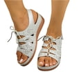 thumbnail image 5 of NexTorq Women’s Cutout Lace-Up Wedge Roman Sandals, Closed Toe Adjustable Comfort Shoes, Lightweight Summer Footwear, Casual & Outdoor Wear, Gray, 6.5, 5 of 5