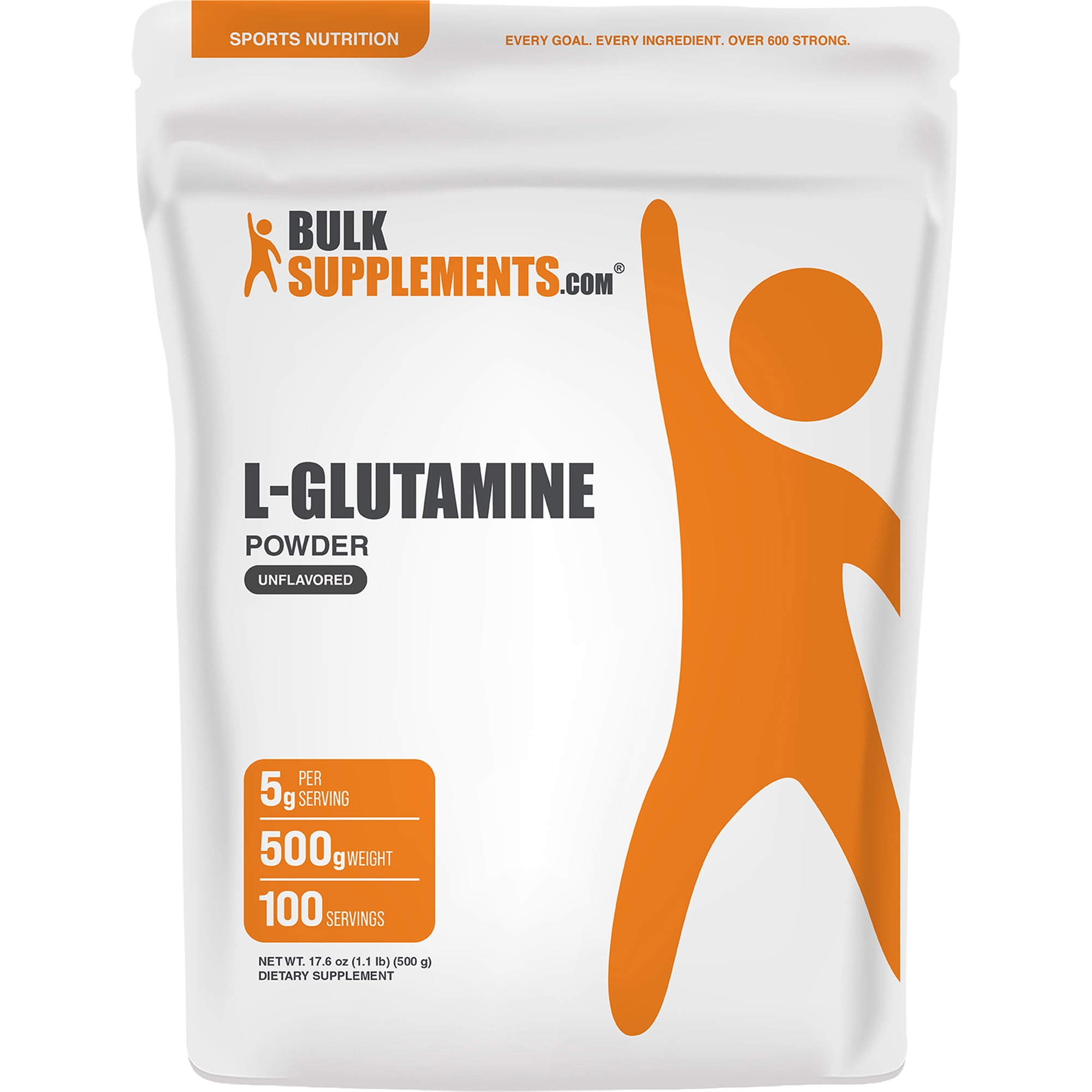 BulkSupplements L-GLutamine Powder - Amino Acid Supplements, Glutamine Supplement - Unflavored, 500g (1.1 lbs)