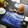 thumbnail image 3 of Blue Waves Abstract Placemats Set of 4, Ocean Fluid Gradient Luxury Placemats for Dining Table, Place Mats for Kitchen Tabletop, Waterproof Wipeable Dining Table Mats Set, 3 of 9