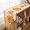 thumbnail image 4 of Orange Pumpkins Fall Table Runner Linen Burlap Table Runner 90 Inches Long Thanksgiving Autumn Striped Dresser Scarves for Kitchen Island Coffee Dining Room Party Wedding Holiday Decoration 13"x90", 4 of 8