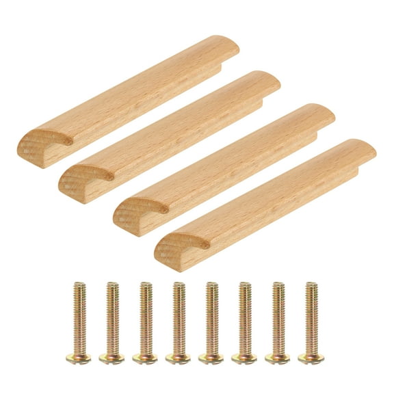 Uxcell 4Pcs Wood Drawer Pulls Handles, 64mm/2.5" Hole Spacing Bridge Shaped Beech Wood Dresser Drawer Knobs Pull Handles