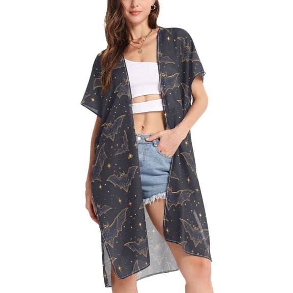 joogoo Women's Bats Beach Cover Up Kimono Swimsuit Summer Cardigan Swimwear S