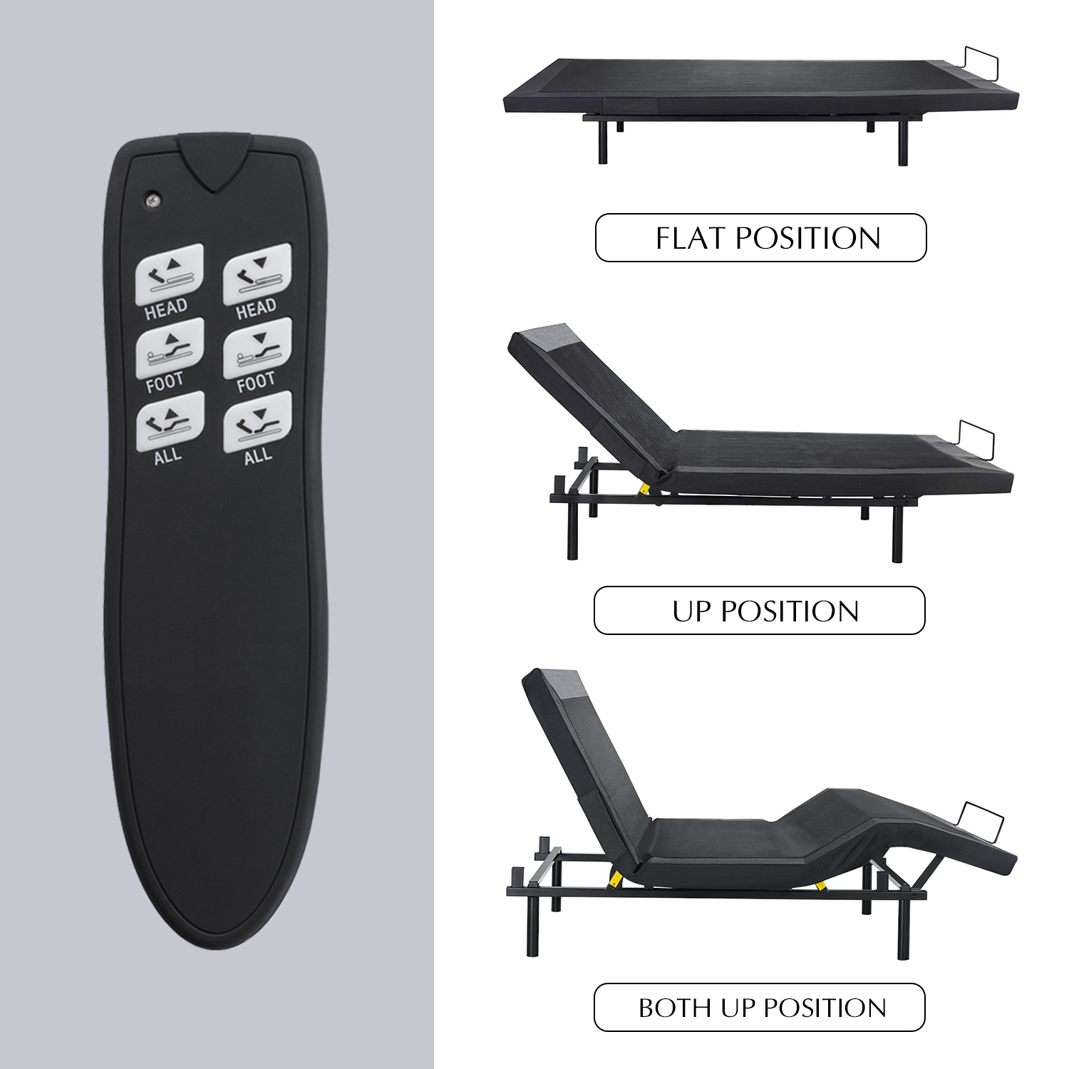 Sha Cerlin Upholstered Queen Size Ergonomic Electric Adjustable Bed Base Frame with Upgraded Motor 2.0, Wireless Remote Control, Independent Head & Foot Incline