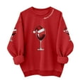 thumbnail image 2 of Lopecy-Sta Women's Christmas Cat Print Crew Neck Sweatshirt, Polyester Casual Long Sleeve Pullover Top Red S, 2 of 4