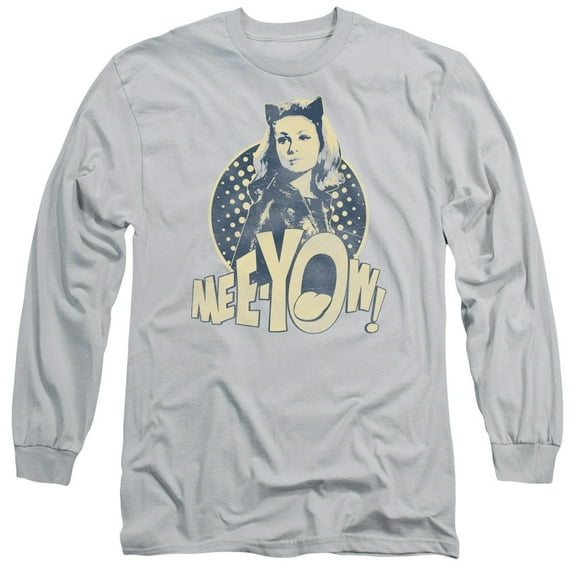 Batman Classic TV Meeyow! Long Sleeve Adult 18/1 T-Shirt-Silver