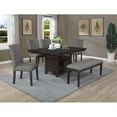 thumbnail image 2 of Rustic Dark Oak Dining Bench Upholstered with Gray Linen Fabric, 2 of 2