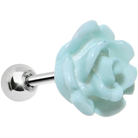 Body Candy Stainless Steel Mint Green Courtship Rose Tragus Cartilage Earring 16 Gauge 1/4