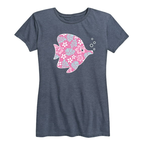 Instant Message - Floral Fill Tropical Fish - Women's Short Sleeve Graphic T-Shirt