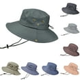 thumbnail image 3 of Summer Outdoor Sun Hat Protection Bucket Boonie Cap Solid Adjustable Fishing Hat, 3 of 4