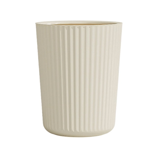 Plastic Ribbed Wastebasket, 6X6 Inches Compact Size, Subtle Texture Design, Aesthetic Appeal, Durable Plastic, Easy to Clean, for Home Office Bathroom, Trash Can