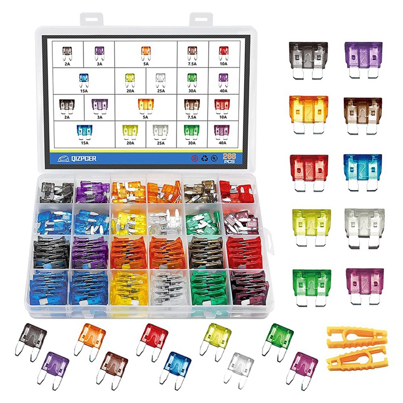 266PCS Car Fuse Plug Fuse Splitter Standard Fuse Holder Fuse Kit